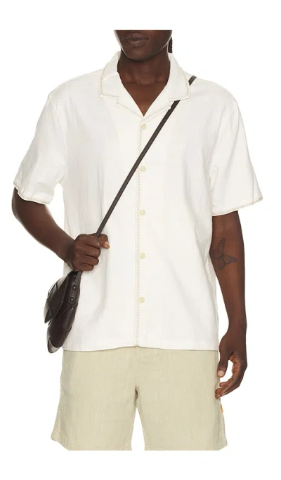 Marine Layer Embroidered Resort Shirt In Neutral