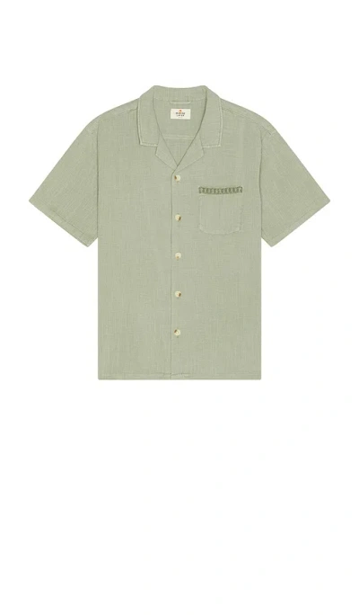 Marine Layer Embroidered Resort Short Sleeve Shirt In Shadow