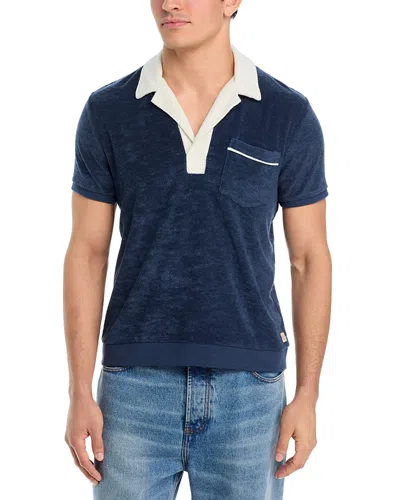 Marine Layer Emilio Vintage Terry Polo Shirt In Blue