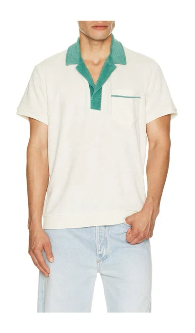 Marine Layer Emilio Vintage Terry Polo Shirt In White