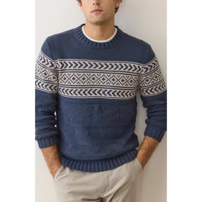 Marine Layer Erik Texture Organic Cotton Blend Sweater In Blue