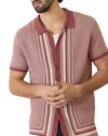 Marine Layer Ethan Sweater Button Down Shirt In Withered Rose