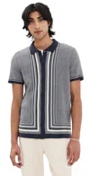 Marine Layer Ethan Sweater Button Down India Ink/oatmeal In India Ink/oatmeal