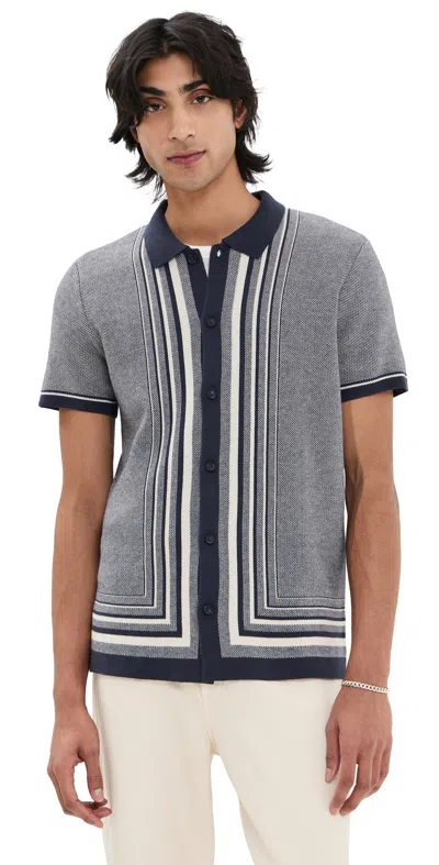 Marine Layer Ethan Sweater Button Down India Ink/oatmeal
