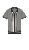 Marine Layer Ethan Sweater Button Down Shirt In India Ink & Oatmeal