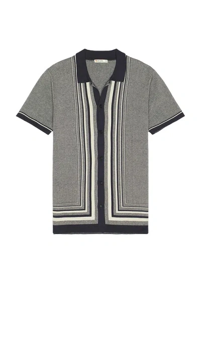 Marine Layer Ethan Sweater Button Down Shirt In India Ink & Oatmeal