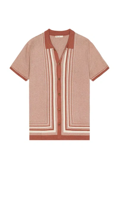 Marine Layer Ethan Sweater Button Down Shirt In Withered Rose