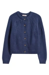Marine Layer Everly Cable Knit Cardigan In Blue