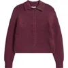Marine Layer Everly Cable Detail Polo Sweater In Purple