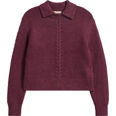 Marine Layer Everly Cable Detail Polo Sweater In Purple