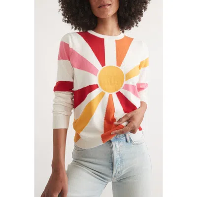 Marine Layer Exploded Sun Cotton Intarsia Crewneck Sweater In Natural