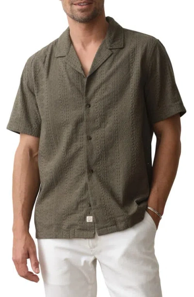 Marine Layer Eyelet Cotton Camp Shirt In Brown