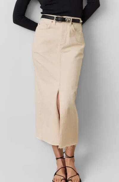 Marine Layer Fawn Denim Midi Skirt In Natural