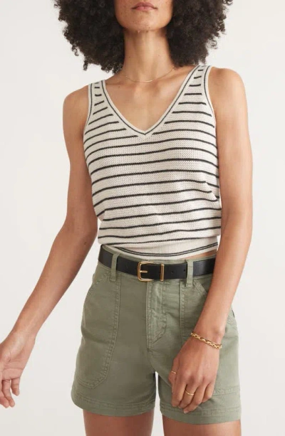 Marine Layer Finley Stripe Sweater Tank In Black/ White Stripe