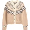 Marine Layer Fiorella Fair Isle Cardigan In Brown