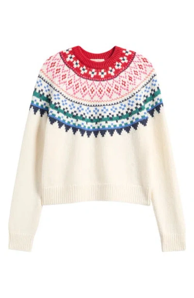 Marine Layer Fiorella Fair Isle Crewneck Sweater In Neutral