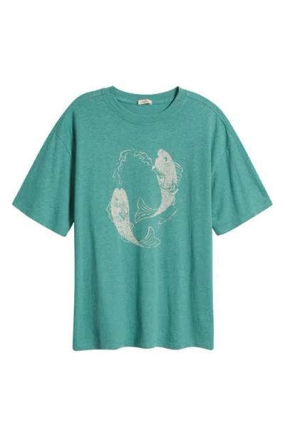 Marine Layer Fish Graphic Oversize Hemp Blend T-shirt In Green
