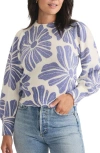 Marine Layer Floral Print Balloon Sleeve Crewneck Sweater In Multi