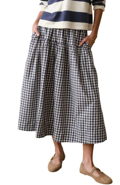 Marine Layer Gia Pima Cotton Gingham Skirt In Black
