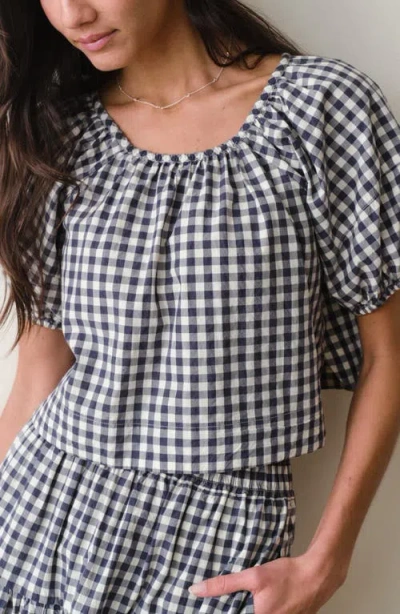 Marine Layer Gia Poplin Top In Blue