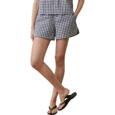 Marine Layer Gingham Cotton Poplin Boxer Shorts In Blue
