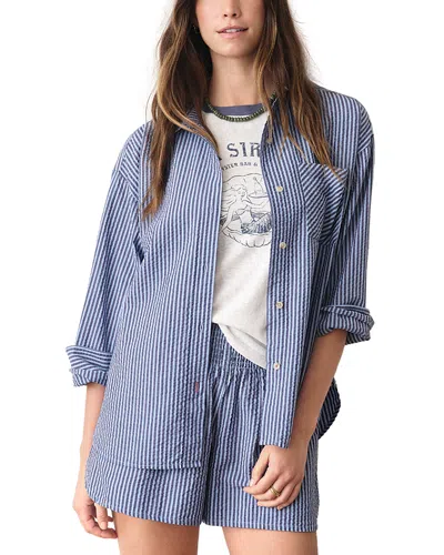 Marine Layer Gracey Oversized Seersucker Shirt In Blue
