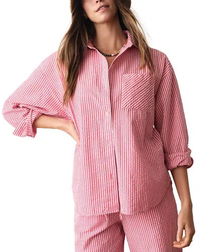 Marine Layer Gracey Oversized Seersucker Shirt In Pink