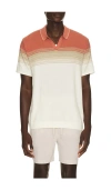 Marine Layer Greyson Withered Rose Stripe Polo Sweater In White