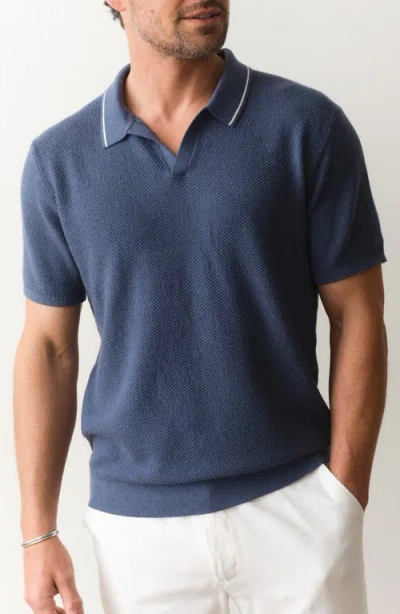 Marine Layer Greyson Short Sleeve Polo Sweater In Blue