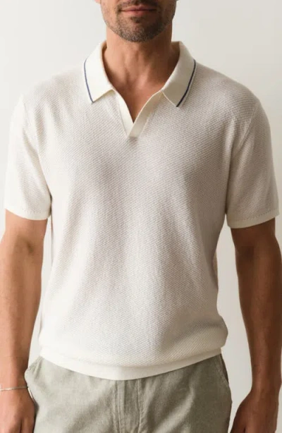 Marine Layer Greyson Short Sleeve Polo Sweater In Neutral
