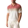 Marine Layer Greyson Withered Rose Stripe Polo Sweater In Pink