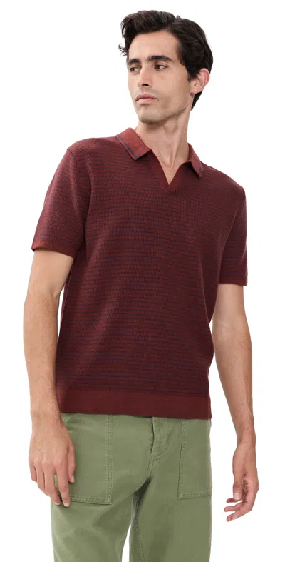 Marine Layer Greyson Sweater Polo Red/navy Stripe