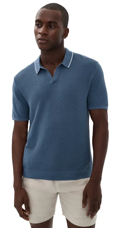 Marine Layer Greyson Sweater Polo Vintage Indigo In Blue