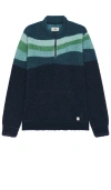Marine Layer Half Zip Sherpa Scenic Fleece In 蓝波