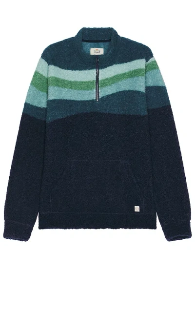 Marine Layer Half Zip Sherpa Scenic Fleece In 蓝波