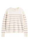 Marine Layer Harper Metallic Stripe Cashmere Sweater In Neutral