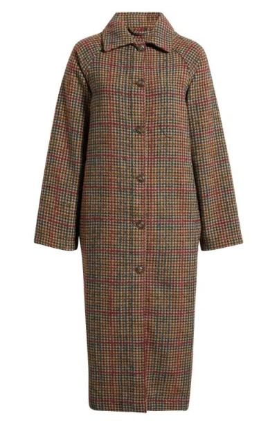Marine Layer Hayes Houndstooth Trench Coat Neutral Mini Herringbone In Multi