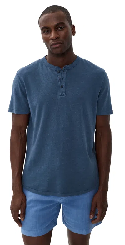 Marine Layer Hemp Cotton Henley Vintage Indigo In Blue
