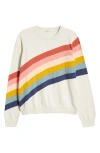 Marine Layer Icon Crewneck Pullover Sweater In Oatmeal Rainbow