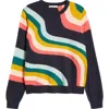 Marine Layer Icon Rainbow Swirl Print Cotton Sweater In Midnight Rainbow
