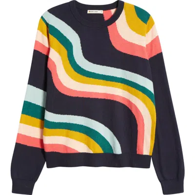 Marine Layer Icon Rainbow Swirl Print Cotton Jumper In Midnight Rainbow