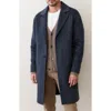 Marine Layer Irving Brushed Melton Longline Topcoat In Blue
