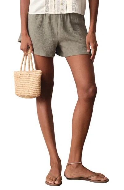 Marine Layer Isla Double Cloth Cotton Shorts In Green