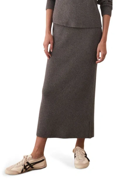 Marine Layer Isla Midi Sweater Skirt In Charcoal