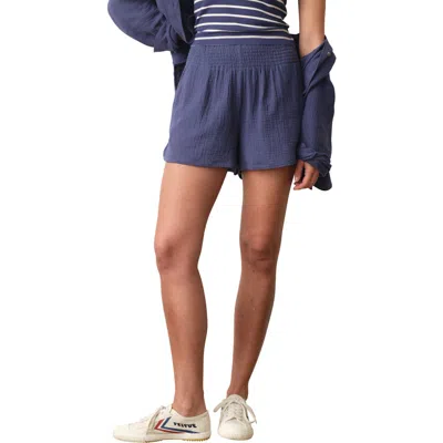 Marine Layer Isla Pull-on Double Cloth Shorts In Blue