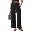 Marine Layer Isla Pull-on Double Cloth Wide Leg Pants In Black