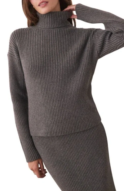 Marine Layer Isla Rib Turtleneck Sweater In Charcoal