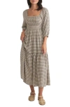 Marine Layer Ivy Smocked Bodice Maxi Dress In Windowpane