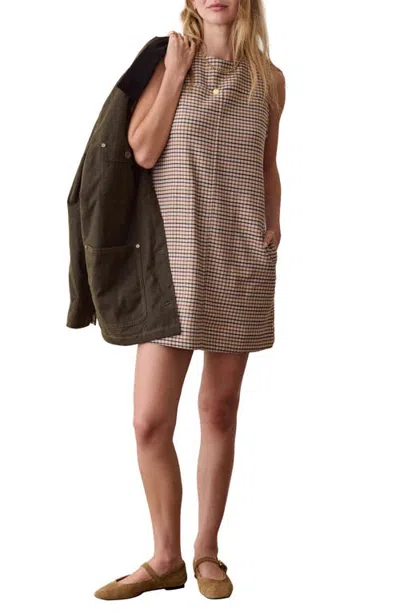 Marine Layer Izzy Check Moleskin Shift Minidress In Multi