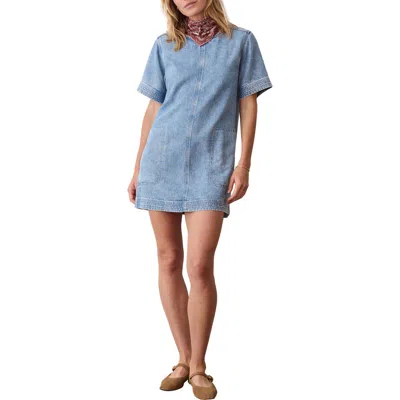 Marine Layer Izzy Denim Shift Minidress In Blue